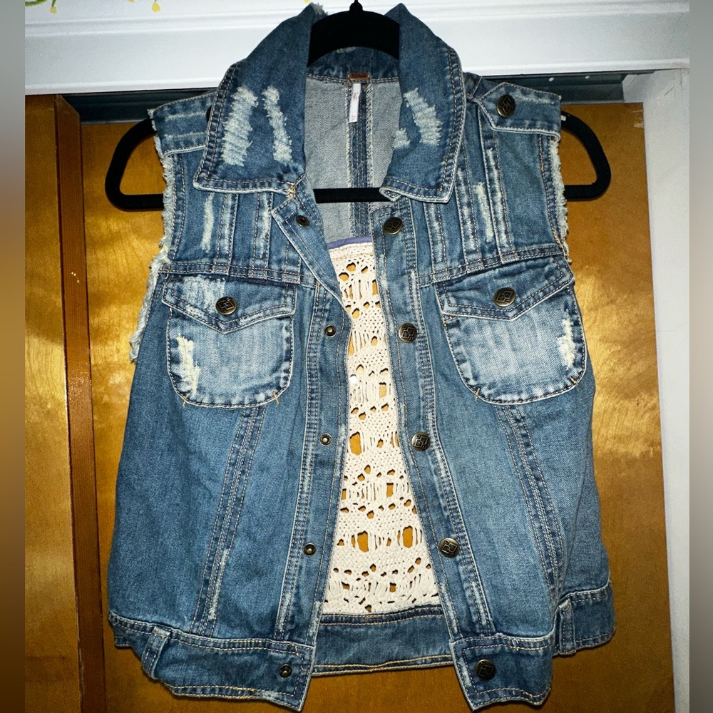 Boho Crochet Denim Vest